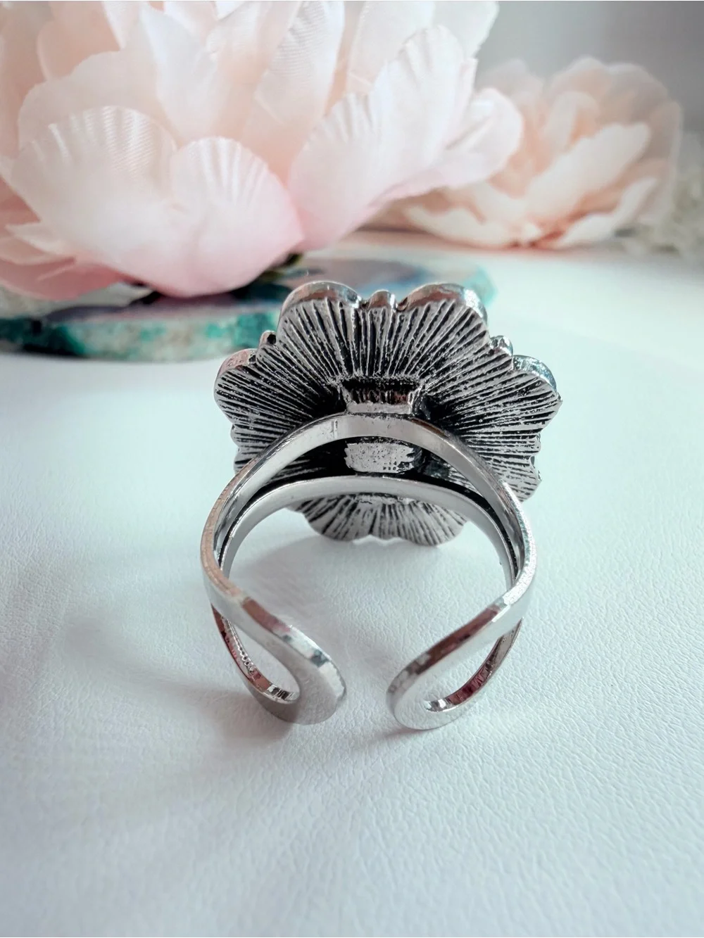 Turquoise Floral Statement Ring - Women's Jewelry